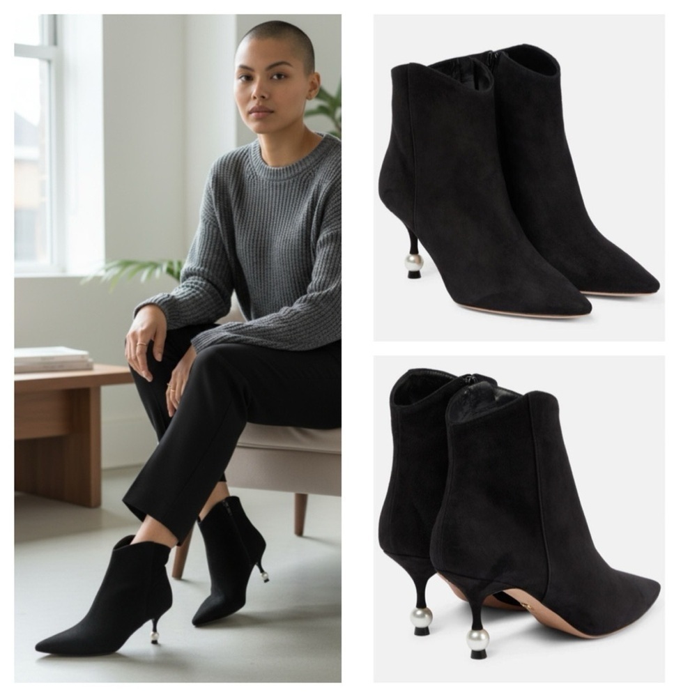 Giambattista Valli Women's Pointed Toe High Heel Boots Black EUR 35.5 NWB